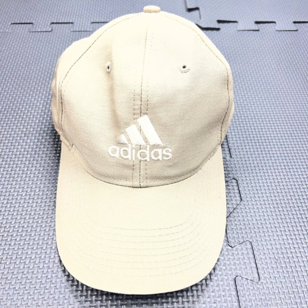 Adidas Beige Adjustable Baseball Cap With White Logo - Unisex Casual Sports Hat